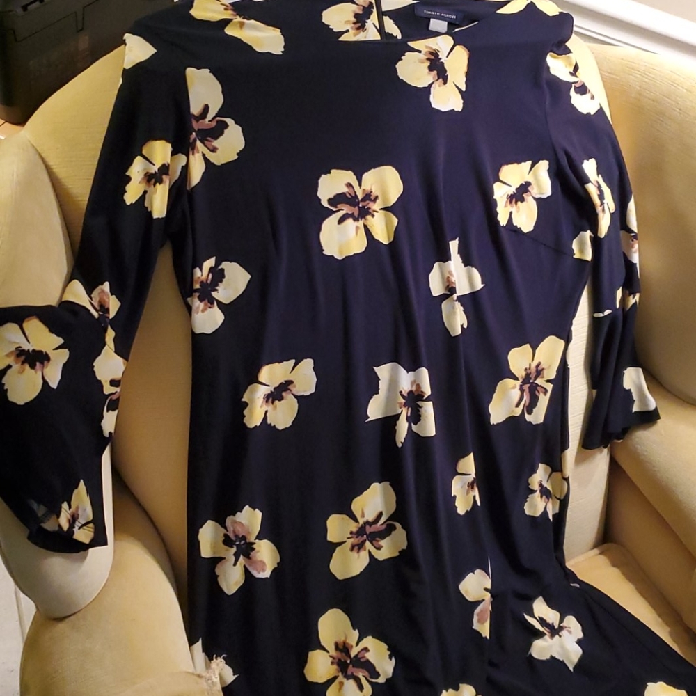 Tommy Hilfiger Navy Dress Yellow Flowers